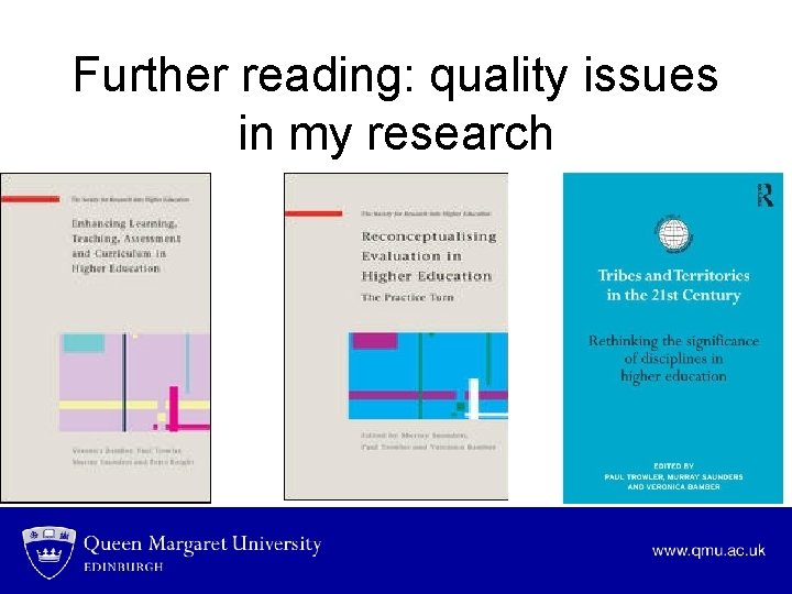 Further reading: quality issues in my research 