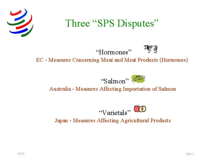 Three “SPS Disputes” “Hormones” EC - Measures Concerning Meat and Meat Products (Hormones) “Salmon”