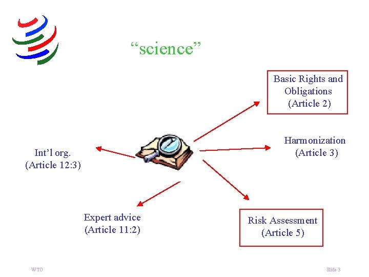 “science” Basic Rights and Obligations (Article 2) Harmonization (Article 3) Int’l org. (Article 12: