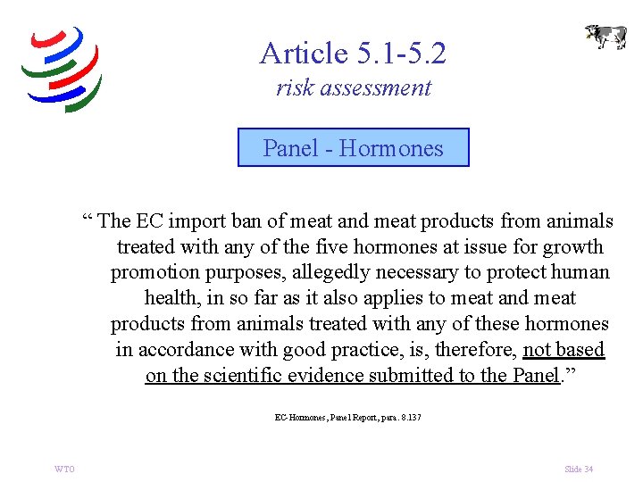 Article 5. 1 -5. 2 risk assessment Panel - Hormones “ The EC import