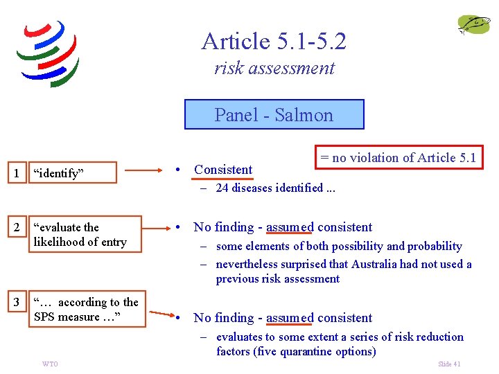 Article 5. 1 -5. 2 risk assessment Panel - Salmon 1 “identify” • Consistent