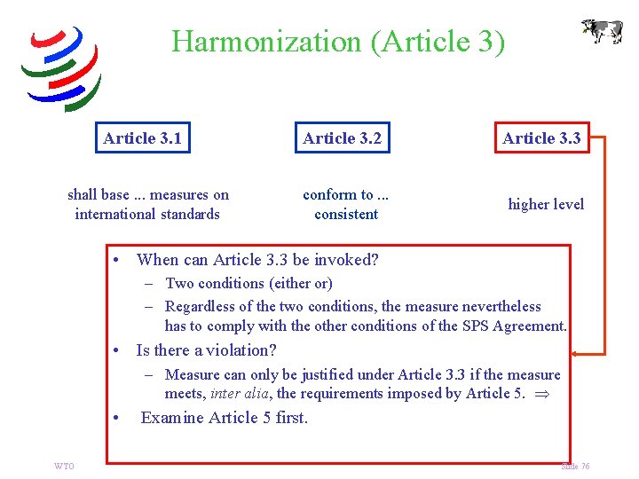 Harmonization (Article 3) Article 3. 1 shall base. . . measures on international standards