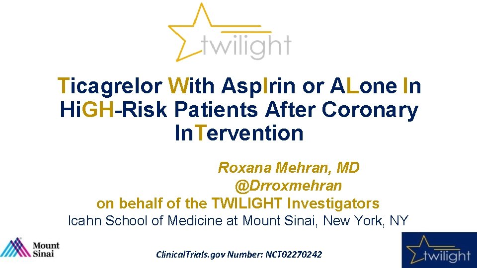 Ticagrelor With Asp. Irin or ALone In Hi. GH-Risk Patients After Coronary In. Tervention