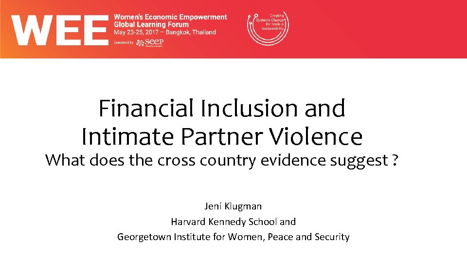Financial Inclusion and Intimate Partner Violence What does the cross country evidence suggest ?