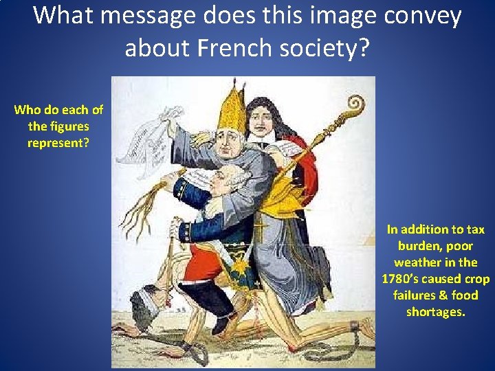 What message does this image convey about French society? Who do each of the