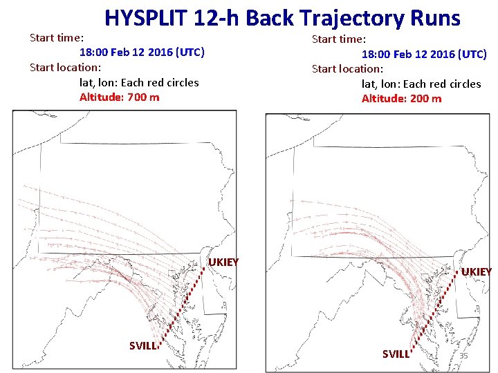 HYSPLIT 12 -h Back Trajectory Runs Start time: 18: 00 Feb 12 2016 (UTC)