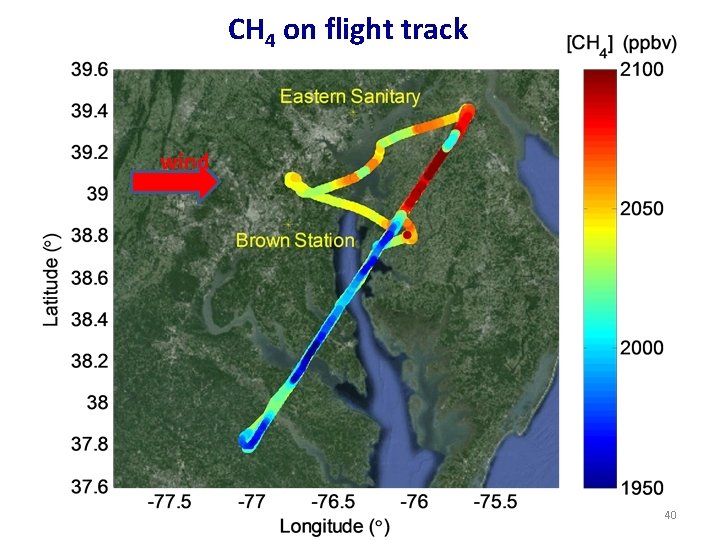 CH 4 on flight track wind 40 