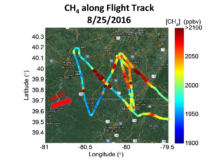 CH 4 along Flight Track 8/25/2016 