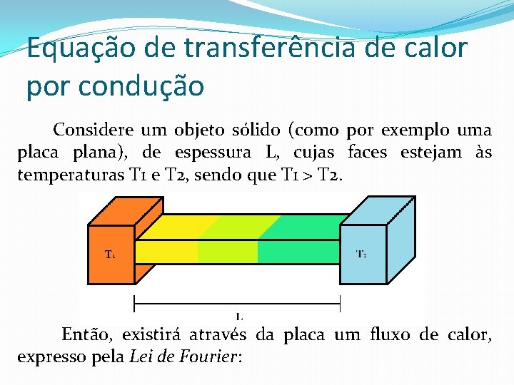 Equação de transferência de calor por condução Considere um objeto sólido (como por exemplo