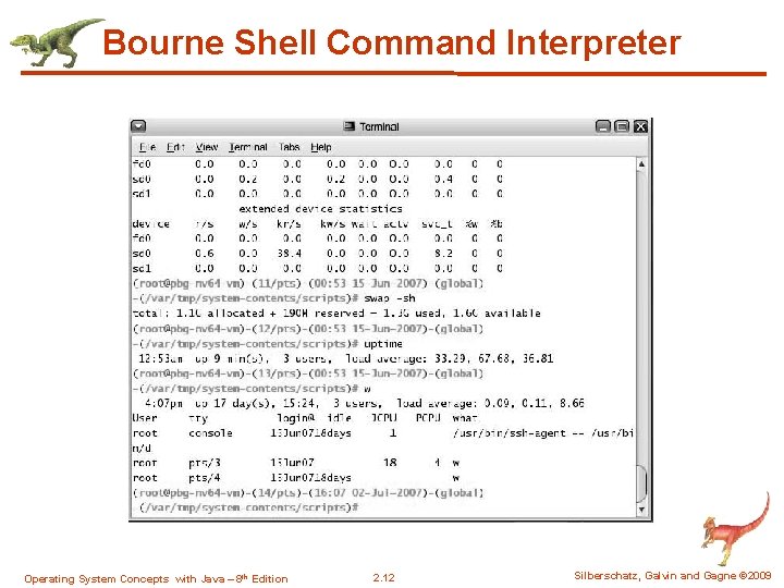 Bourne Shell Command Interpreter Operating System Concepts with Java – 8 th Edition 2.