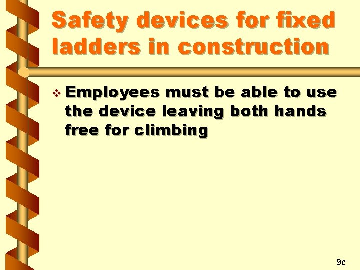 Safety devices for fixed ladders in construction v Employees must be able to use