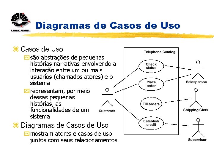 Diagramas de Casos de Uso z Casos de Uso y são abstrações de pequenas