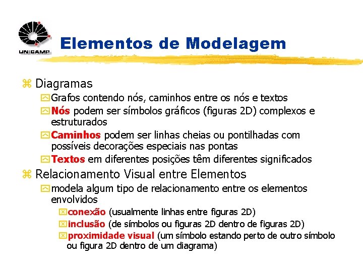 Elementos de Modelagem z Diagramas y Grafos contendo nós, caminhos entre os nós e