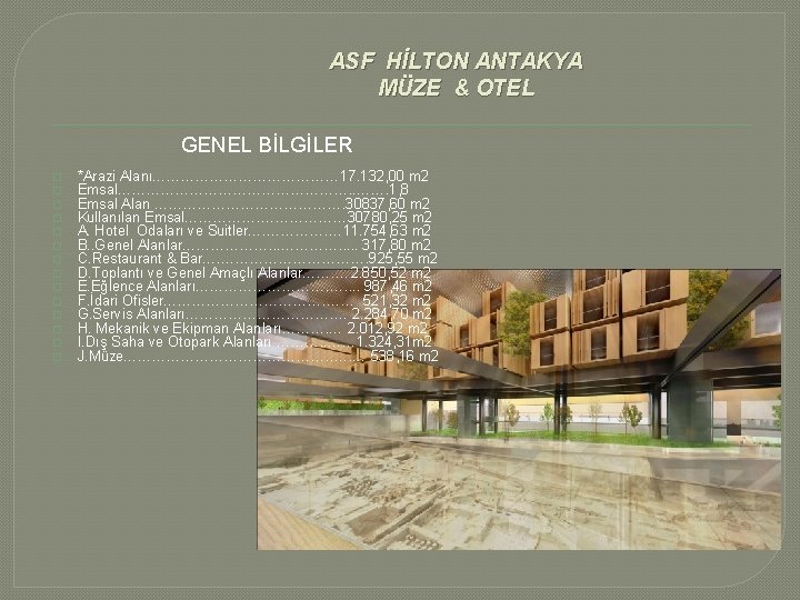 ASF HİLTON ANTAKYA MÜZE & OTEL GENEL BİLGİLER � � � � *Arazi Alanı…………………