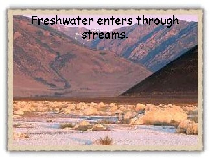 Freshwater enters through streams. Freshwater enters through streams.