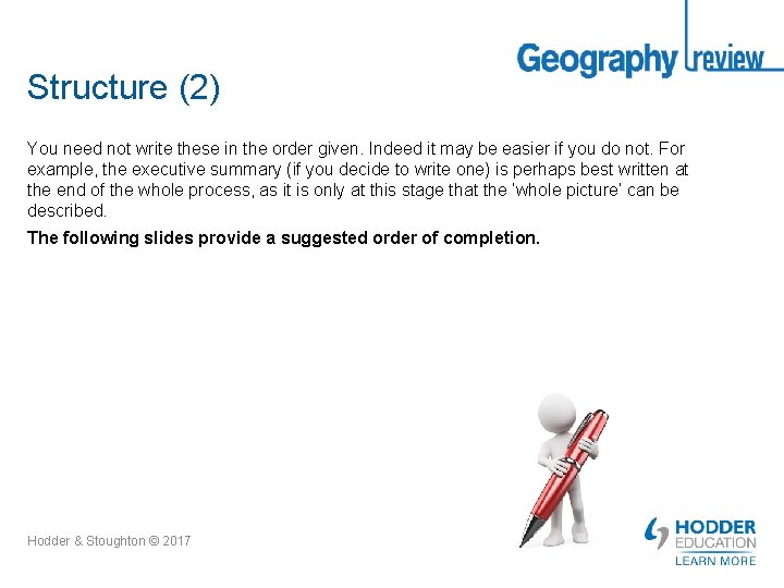 Structure (2) You need not write these in the order given. Indeed it may