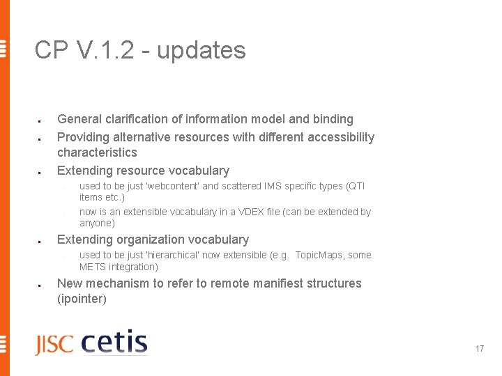 CP V. 1. 2 - updates General clarification of information model and binding Providing