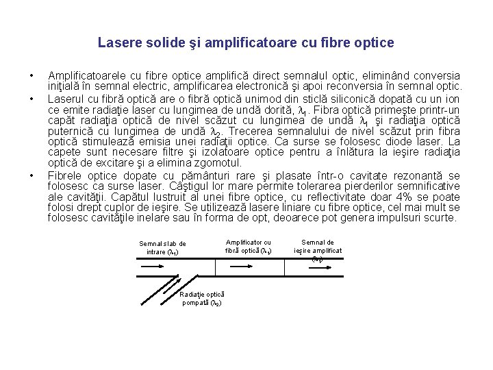 Lasere solide şi amplificatoare cu fibre optice • • • Amplificatoarele cu fibre optice