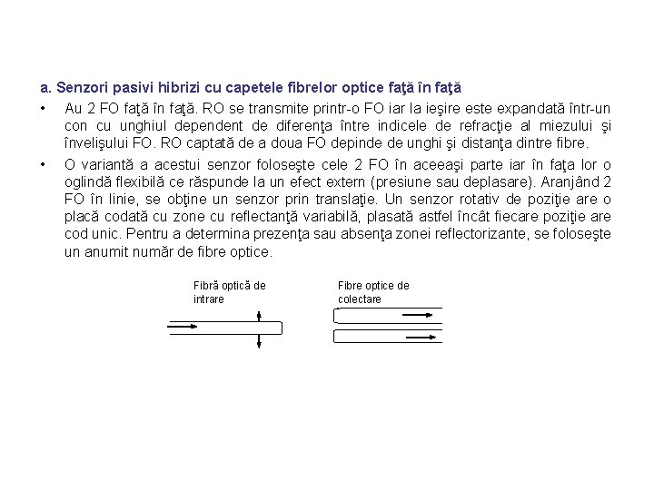 a. Senzori pasivi hibrizi cu capetele fibrelor optice faţă în faţă • Au 2