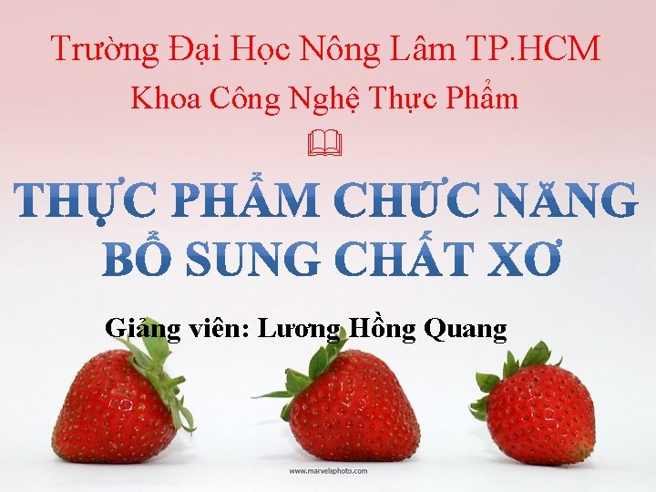 Trường Đại Học Nông Lâm TP. HCM Khoa Công Nghệ Thực Phẩm Giảng viên: