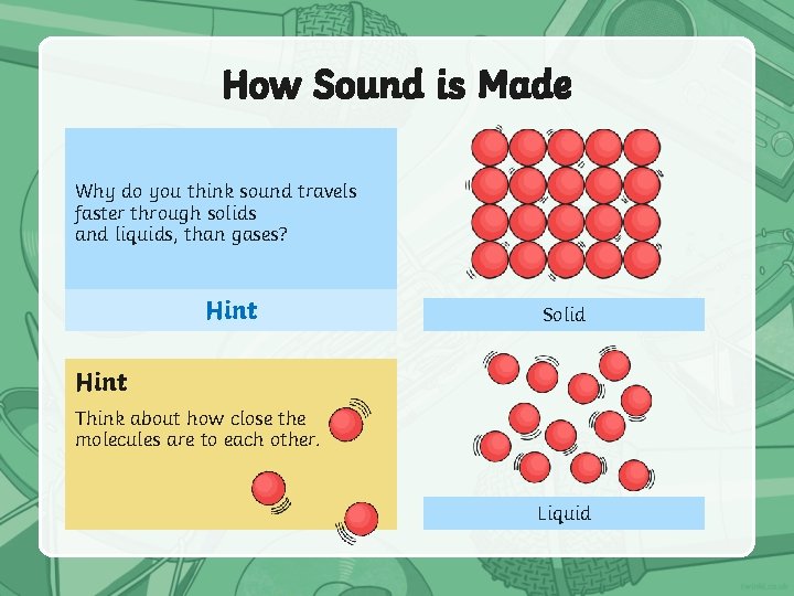 How Sound is Made Why do you think sound travels faster through solids and