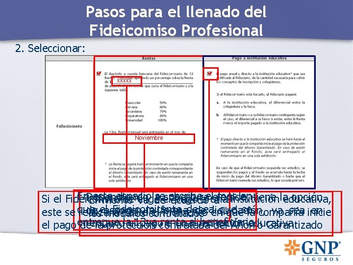Pasos para el llenado del Fideicomiso Profesional 2. Seleccionar: a a xxxxx Noviembre En. Pasos para el llenado del Fideicomiso Profesional 2. Seleccionar: a a xxxxx Noviembre En.