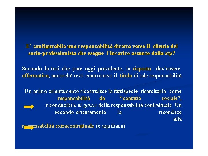 E’ configurabile una responsabilità diretta verso il cliente del socio-professionista che esegue l’incarico assunto