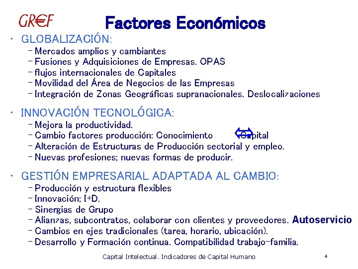 Factores Económicos • GLOBALIZACIÓN: – Mercados amplios y cambiantes – Fusiones y Adquisiciones de