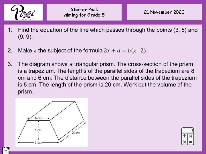Starter Pack Aiming for Grade 5 21 November 2020 Starter Pack Aiming for Grade 5 21 November 2020