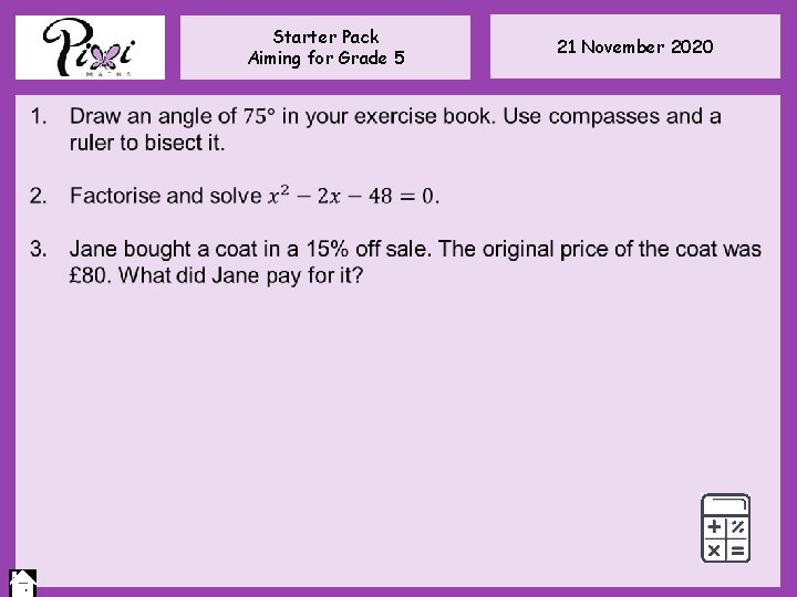 Starter Pack Aiming for Grade 5 21 November 2020 Starter Pack Aiming for Grade 5 21 November 2020