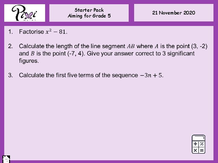 Starter Pack Aiming for Grade 5 21 November 2020 Starter Pack Aiming for Grade 5 21 November 2020
