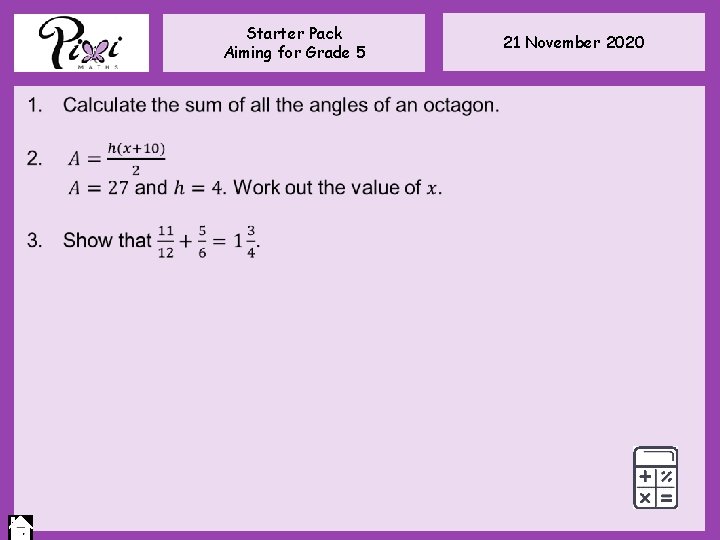 Starter Pack Aiming for Grade 5 21 November 2020 Starter Pack Aiming for Grade 5 21 November 2020