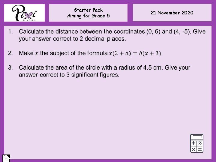 Starter Pack Aiming for Grade 5 21 November 2020 Starter Pack Aiming for Grade 5 21 November 2020