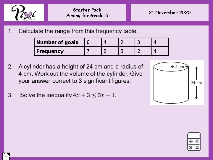 Starter Pack Aiming for Grade 5 21 November 2020 Number of goals 0 1 Starter Pack Aiming for Grade 5 21 November 2020 Number of goals 0 1