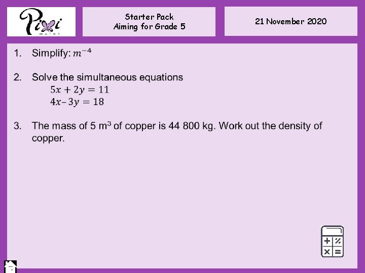 Starter Pack Aiming for Grade 5 21 November 2020 Starter Pack Aiming for Grade 5 21 November 2020