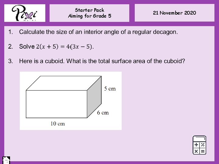 Starter Pack Aiming for Grade 5 21 November 2020 Starter Pack Aiming for Grade 5 21 November 2020
