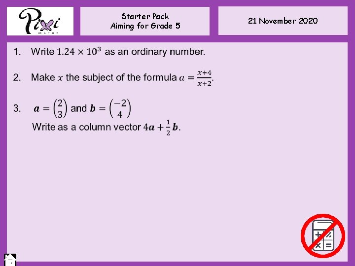 Starter Pack Aiming for Grade 5 21 November 2020 Starter Pack Aiming for Grade 5 21 November 2020