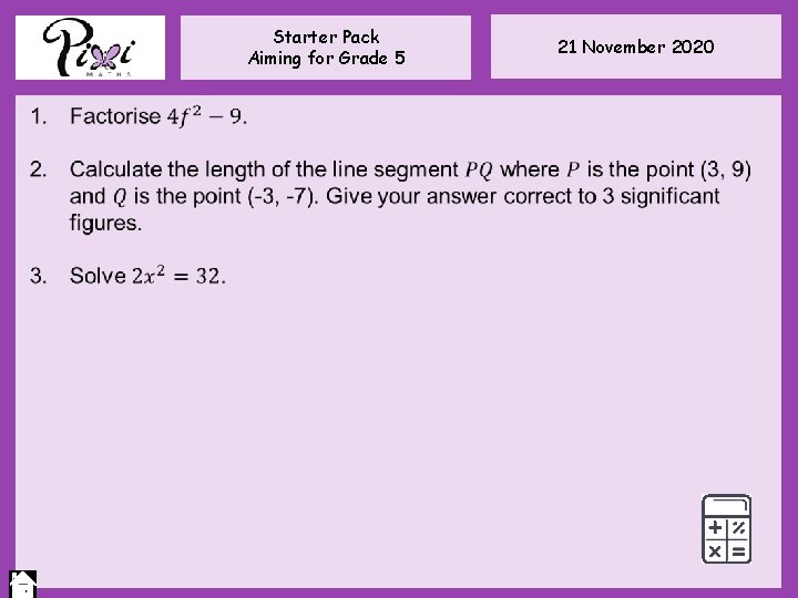 Starter Pack Aiming for Grade 5 21 November 2020 Starter Pack Aiming for Grade 5 21 November 2020