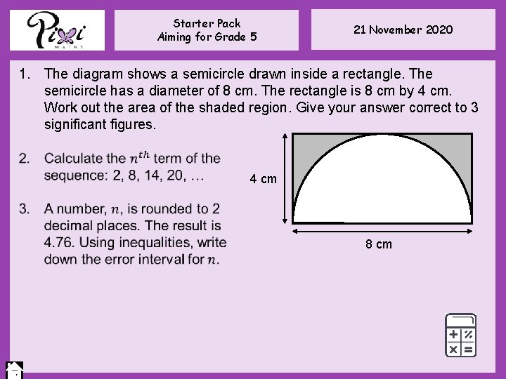 Starter Pack Aiming for Grade 5 21 November 2020 1. The diagram shows a Starter Pack Aiming for Grade 5 21 November 2020 1. The diagram shows a