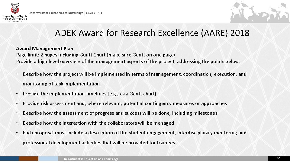 Department of Education and Knowledge Education First ADEK Award for Research Excellence (AARE) 2018