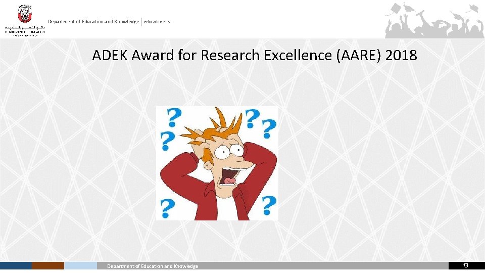 Department of Education and Knowledge Education First ADEK Award for Research Excellence (AARE) 2018