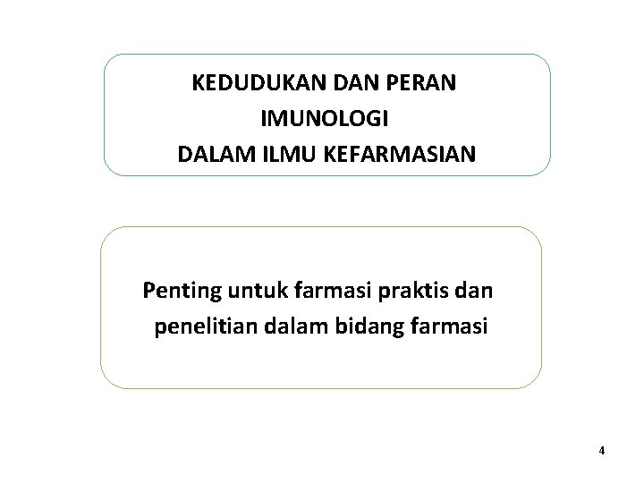 KEDUDUKAN DAN PERAN IMUNOLOGI DALAM ILMU KEFARMASIAN Penting untuk farmasi praktis dan penelitian dalam