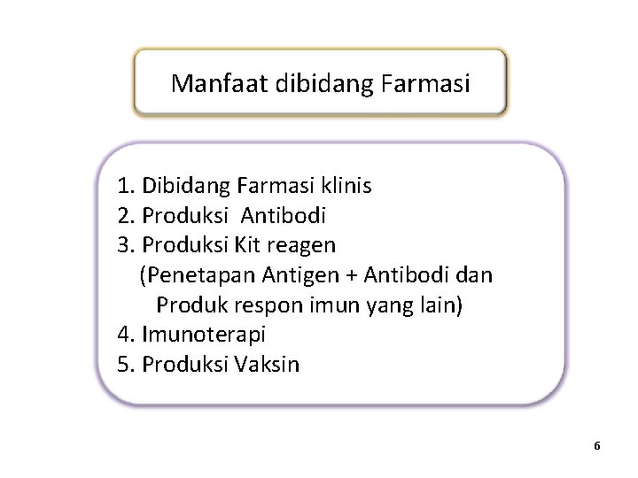 Manfaat dibidang Farmasi 1. Dibidang Farmasi klinis 2. Produksi Antibodi 3. Produksi Kit reagen