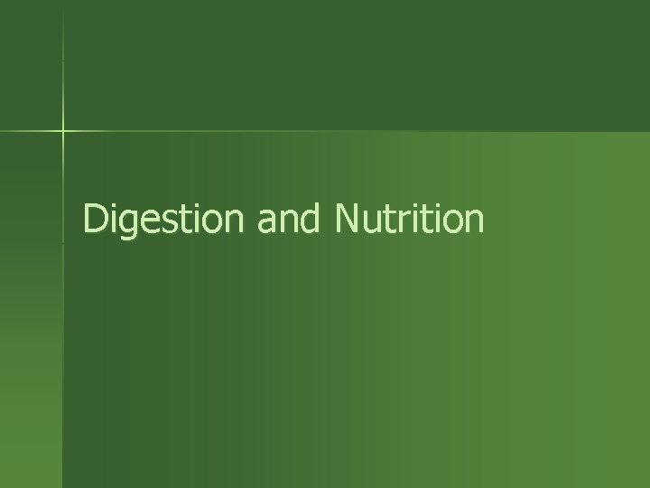 Digestion and Nutrition 