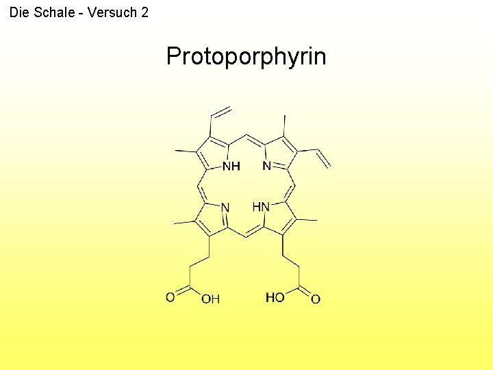 Die Schale - Versuch 2 Protoporphyrin 