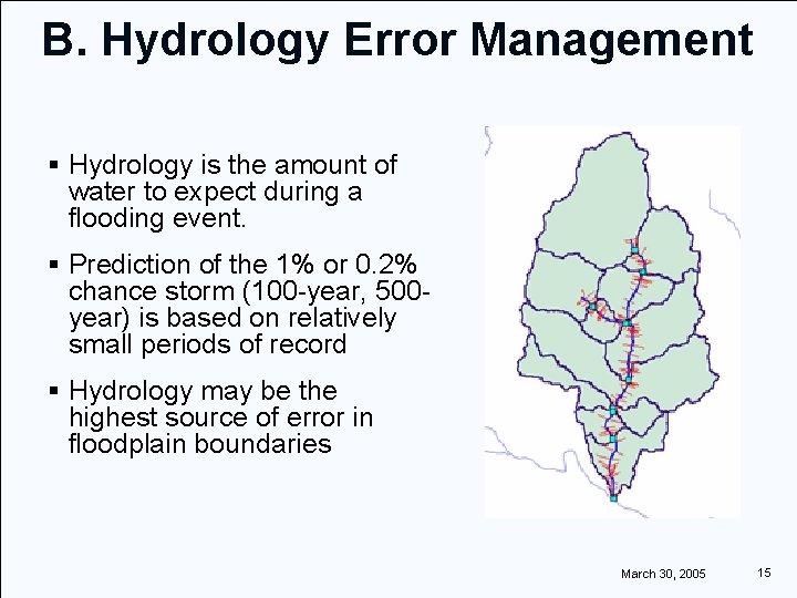 B. Hydrology Error Management § Hydrology is the amount of water to expect during