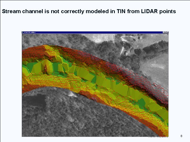 Stream channel is not correctly modeled in TIN from LIDAR points March 30, 2005