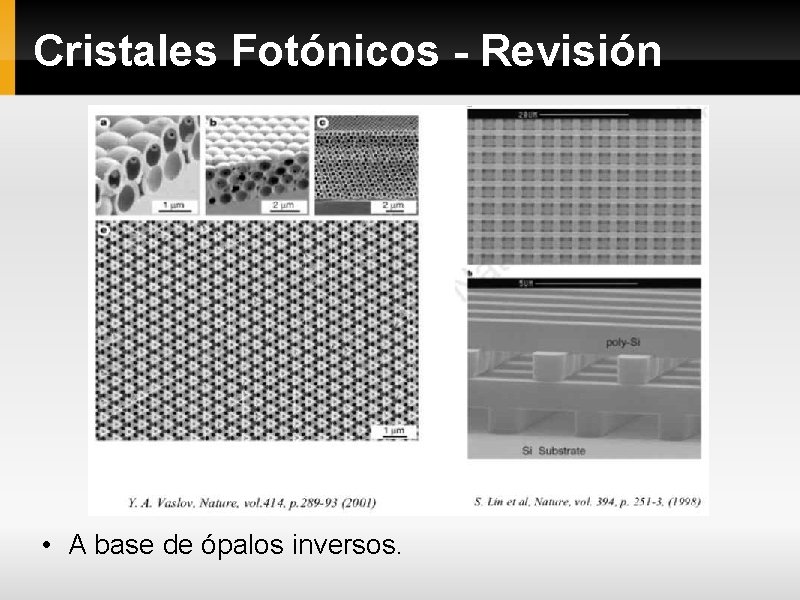 Cristales Fotónicos - Revisión • A base de ópalos inversos. 