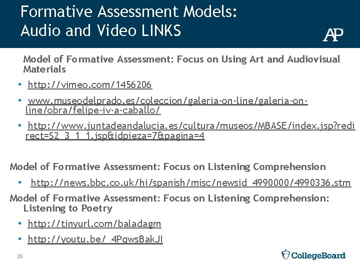 Formative Assessment Models: Audio and Video LINKS Model of Formative Assessment: Focus on Using