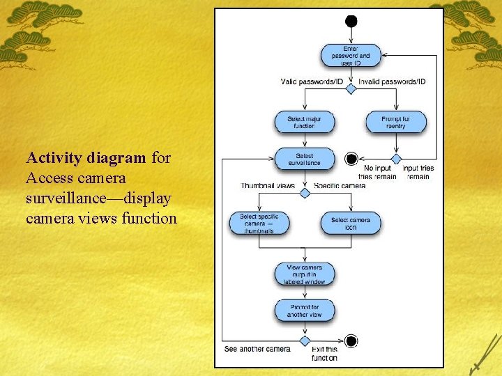 Activity diagram for Access camera surveillance—display camera views function 